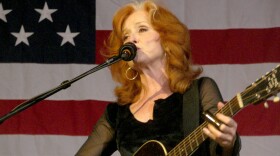 Bonnie Raitt singing at a campaign rally for Presidential hopeful John Edwards