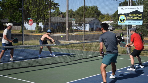 Pickleball players at Westmoreland Park, July 7, 2025.