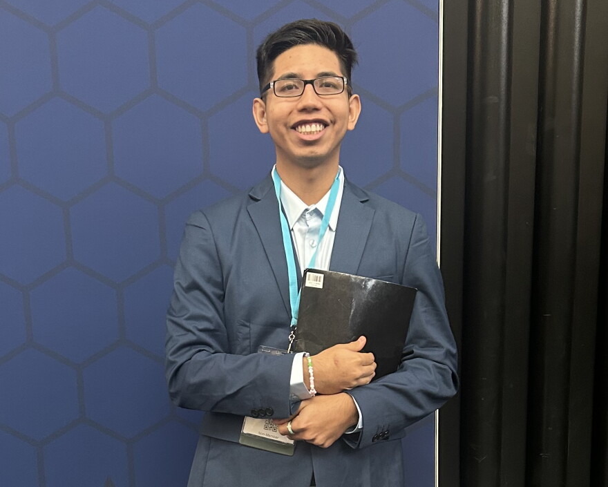 Vallejos at the Society of Hispanic Professional Engineers conference in 2023. 