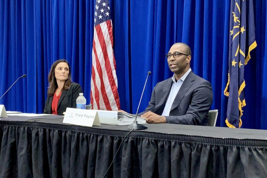 Fred Payne and Gina Ashley from the Indiana Department of Workforce Development held a news conference Friday.