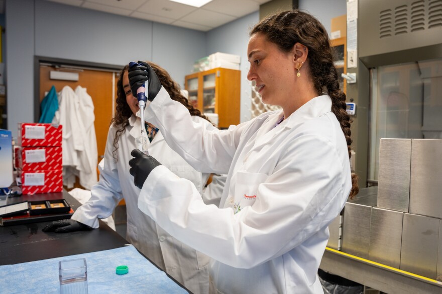 Elena Morales-Grahl and Sophia Khoury, who both work in the NIH-funded Gore Laboratory, said federal funding cuts have created uncertainty and may deter other students from pursuing careers in science.