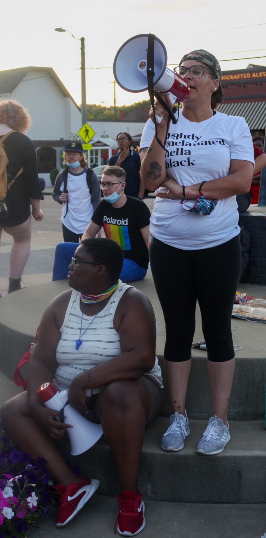 Activist LJ Abraham led the protest outside of the Midtown restaurant.
