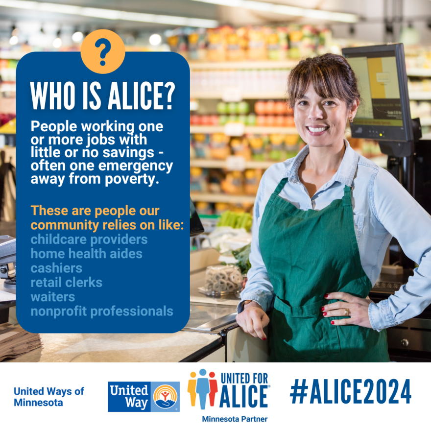 An infographic illustrating the community members who may be asset-limited, income-constrained and employed.