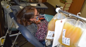 Rebecca Whited donates convalescent plasma at the Community Blood Center in Dayton.