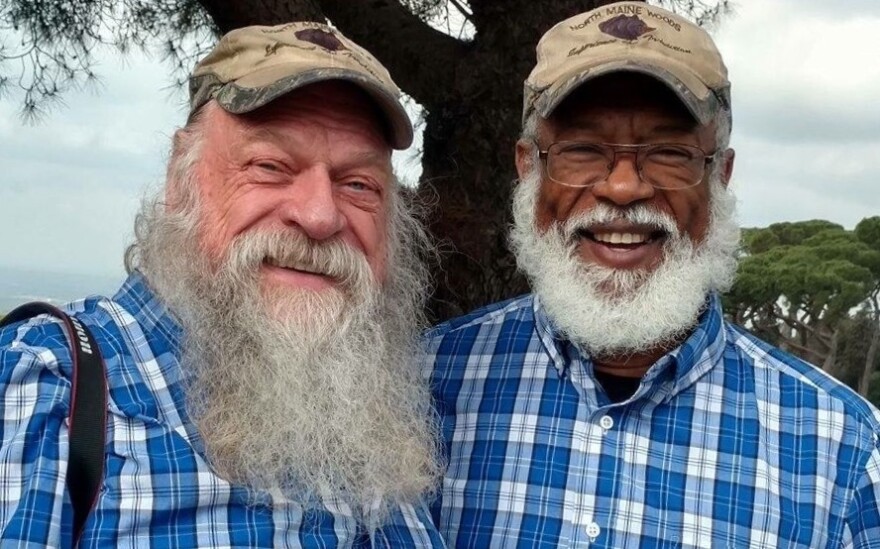 David York and David North live in rural Maryland, where David North built the<em> Doorway to Imagination</em> with parts of wood in their backyard.