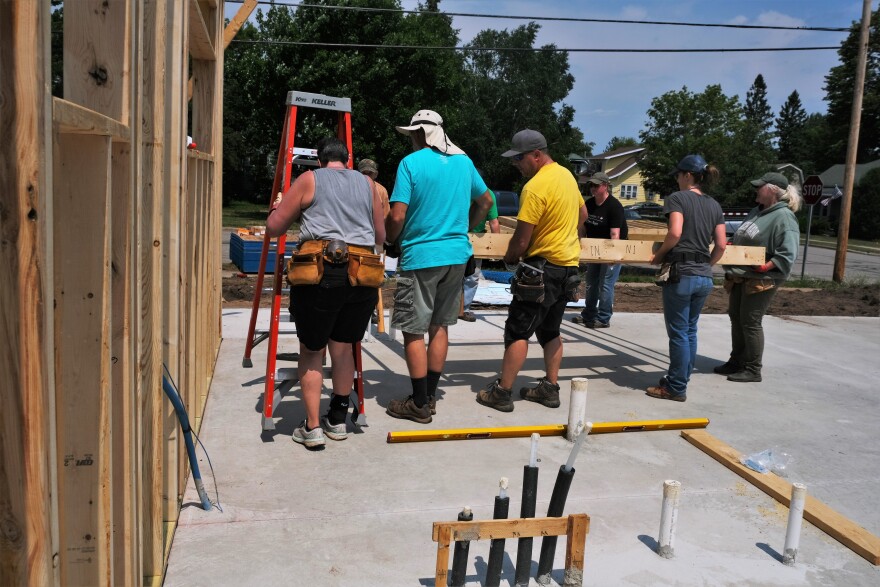 Volunteers from Mount Zion Lutheran Church in Hudson, WI visit Rhinelander to help frame Habitat for Humanity's latest house.