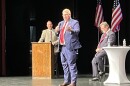 GOP candidate for Illinois Governor Darren Bailey on stage at Five Points in Washington, Illinois during a Tazewell County gubernatorial forum.