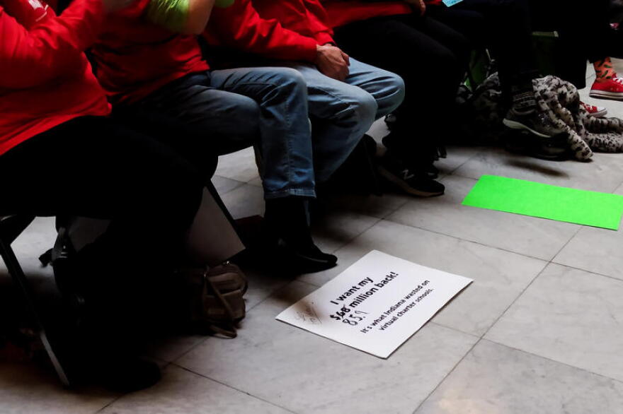 Teachers and public education advocates from around the state gathered at the Indiana Statehouse Monday to demand action from lawmakers.