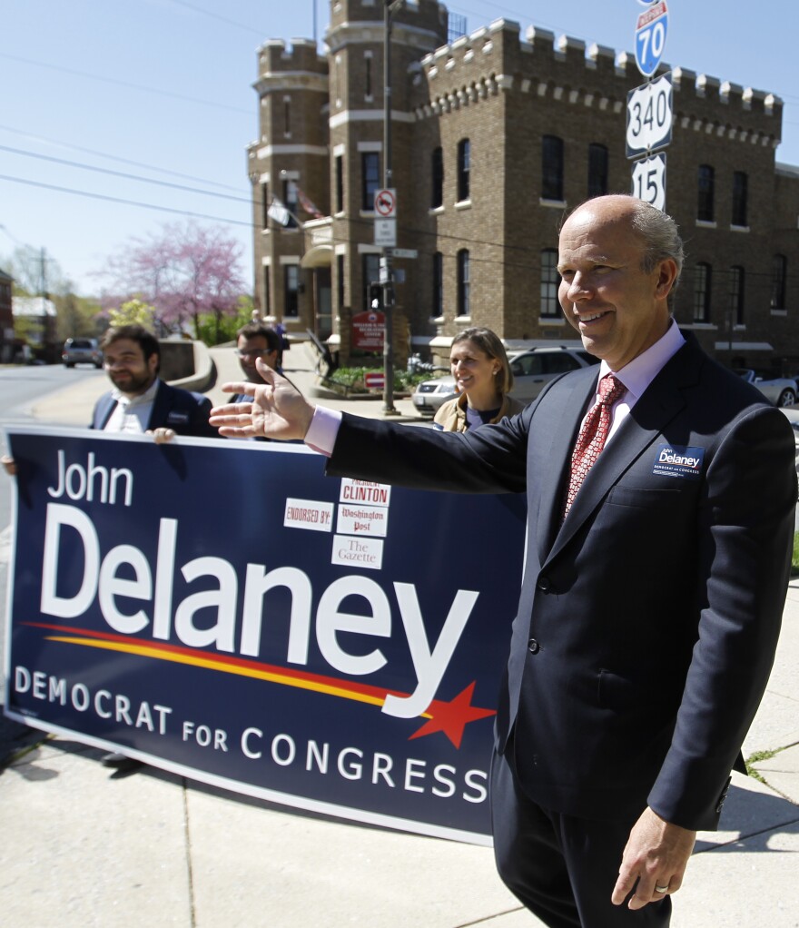 John Delaney campaigns before the Democratic primary on April 3.