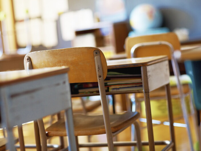 Empty classroom with no students