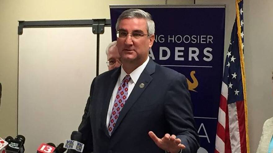 Lt. Gov. Eric Holcomb speaks Tuesday after being selected as the GOP's gubernatorial candidate.