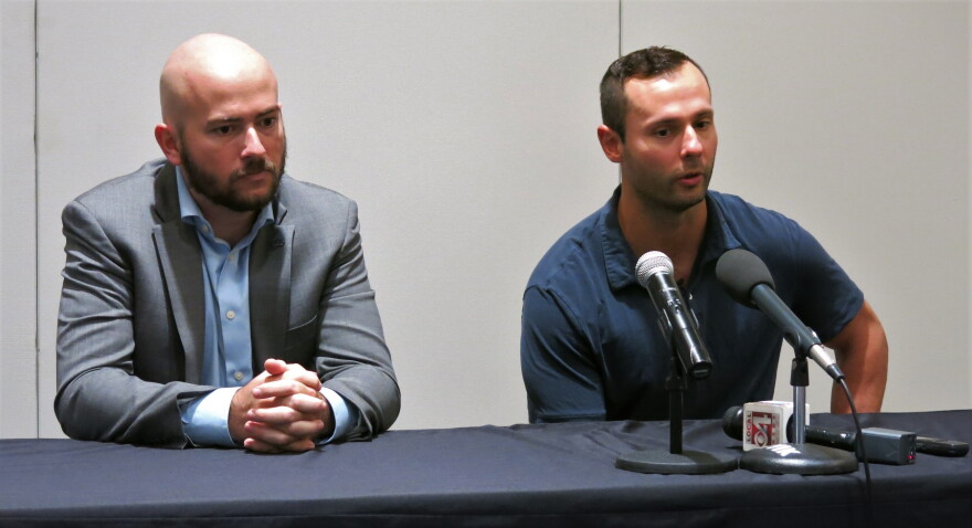 Team President Brian Rothenberger and Head Coach Dave Pszenyczny during Storm media day