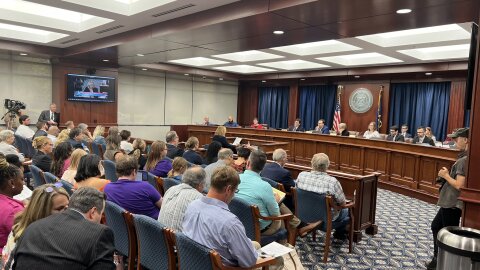 Attendees and board members at a previous Board of State Canvassers meeting.