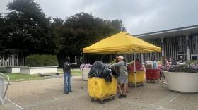 The state quad at the University at Albany was filled Tuesday, Aug. 18, 2026, with sounds of carts rolling on concrete, people shuffling about and excited chatter.