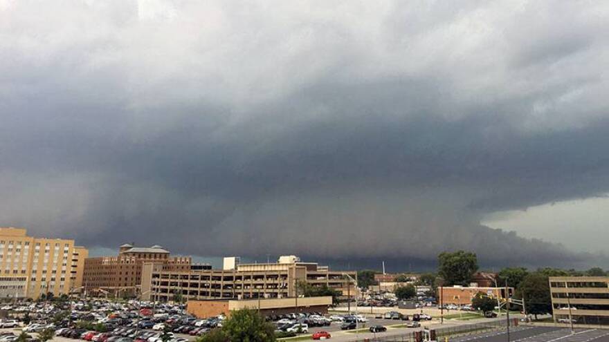 A view of Wednesday's storms as they moved north of downtown Indianapolis.