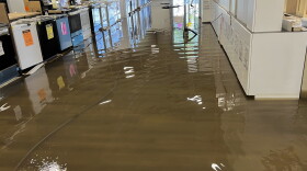 Floodwaters cover in the inside of Star Hardware July 4, 2023.