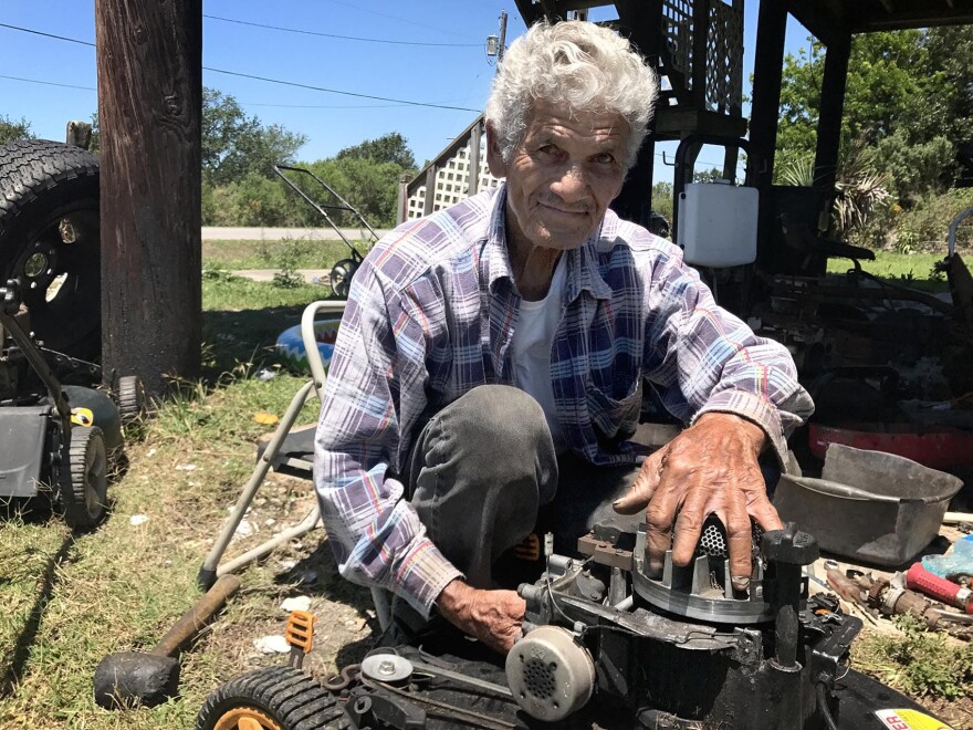 Rooster Falgout, 81, at his home in Isle de Jean Charles, La. The state is moving residents to higher ground. (Peter O'Dowd/Here & Now)