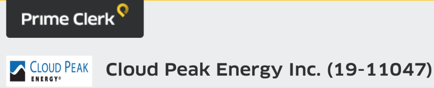 Screenshot from Cloud Peak's bankruptcy docket page
