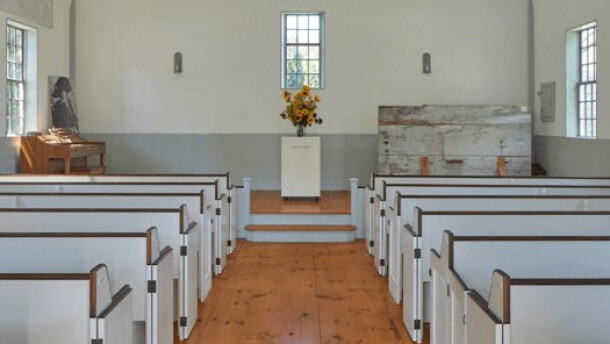 The interior of the African Meeting House on Nantucket