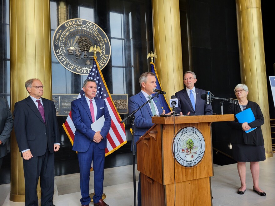 Armstrong, Wrigley and Legislative Leaders at Capitol news conference on kratum
