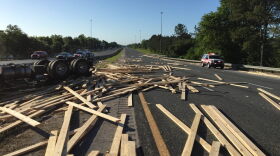 All lanes are blocked on I-75 at Newberry Rd. in Gainesville due to a crash involving two semi-trucks and a vehicle.