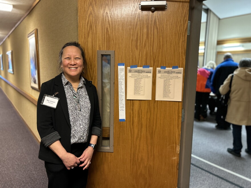 May Stewart, election moderator for Laconia