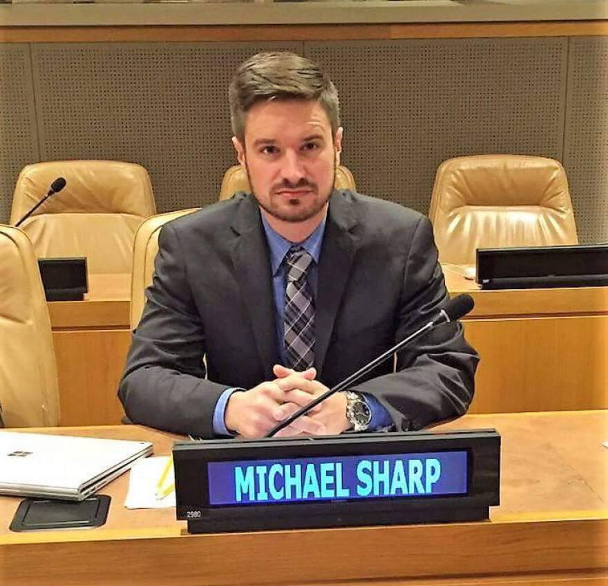Sharp addressing the U.N. Security Council in August 2016, in a photo taken by a colleague. (Courtesy of the Sharp family)
