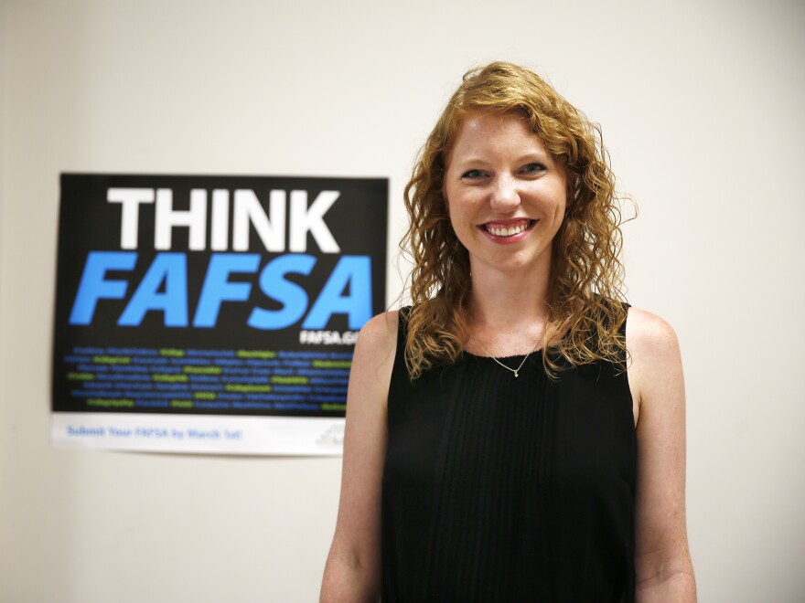 Margaret Feldman, director of college advising with the Scholarship Fund of Alexandria in Virginia, is based at T.C. Williams High School and helps students complete the FAFSA.