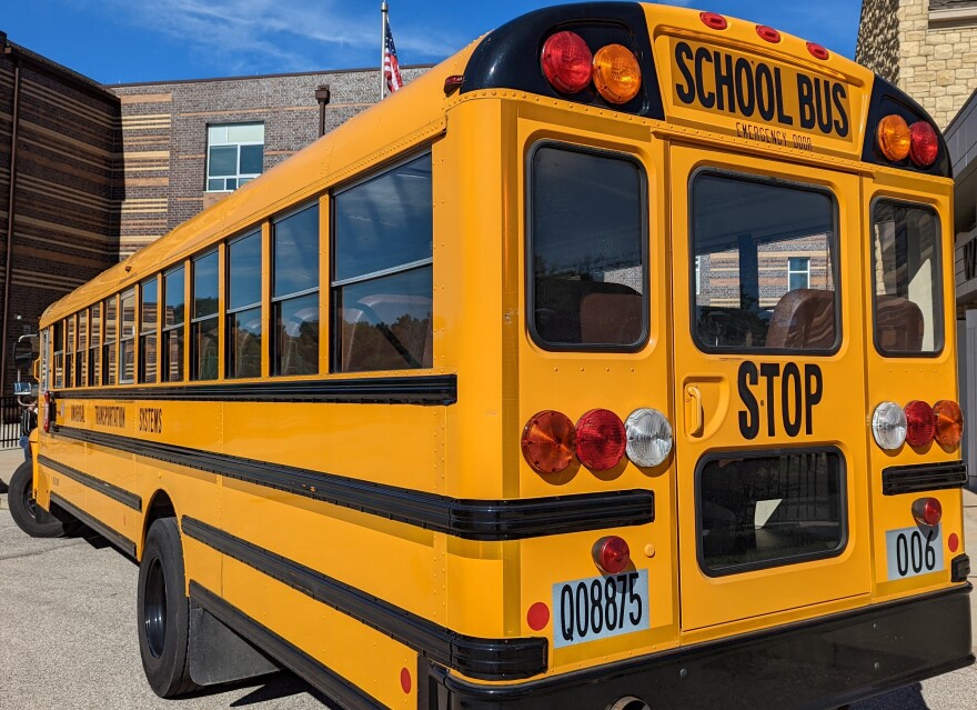 the back of a yellow school bus