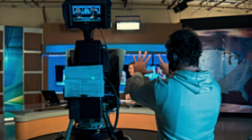 Journalists at INN Studios in Little Rock, Ark. prepare for a newscast. (Courtesy of Media Gateway)