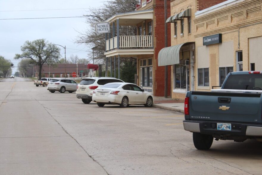 A street scene of Watonga, population under 5,000.