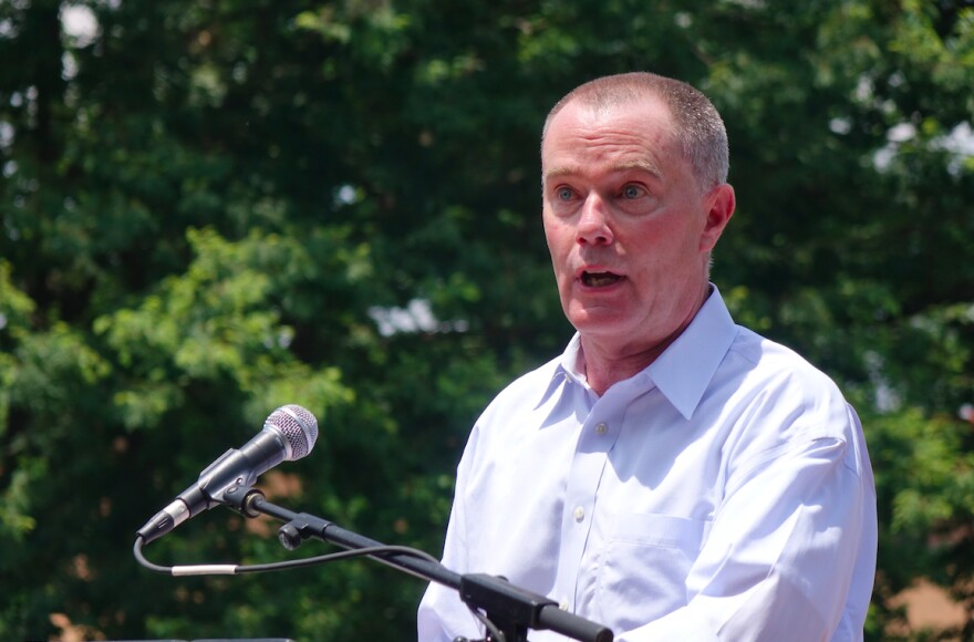 Indianapolis Mayor Joe Hogsett speaks at a Juneteenth celebration on June 19, 2020.