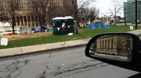 Port a potties located in Niagara Square for Occupy Buffalo