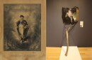 Currier & Ives, The Spirit of the Union, 1860, hand-colored lithograph on wove paper (left). Valerie Hegarty, George Washington (On a Stick), 2006 (right). The two pieces of art currently share a wall at the Hood Museum. "How should we perhaps look again...and question the idea of the past that so many of these images worked so hard to formulate?" asked the exhibition's co-curator Elizabeth Rice Mattison.