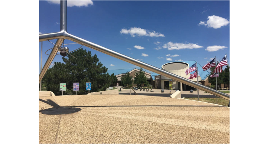 The Helium Monument sits outside of the Don Harrington Discovery Center.
