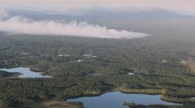 Aerial view of the Montana Creek Fire on Wednesday night. (Photo by Katie Writer, KTNA - Talkeetna)
