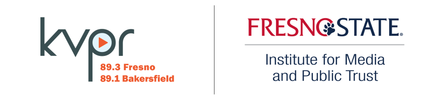 KVPR logo and Fresno State IMPT logo