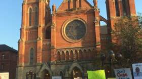 A "silent protest" against the Bridge Company's proposal outside St. Anne's Catholic Church.