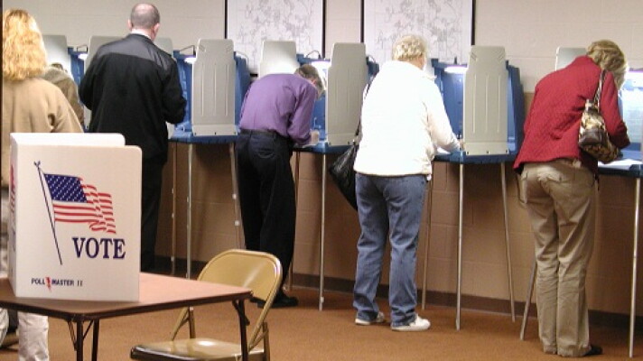 people in voting booths