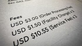 Fees on a concert ticket receipt are shown in this photo taken Nov. 1, 2023, in New York.