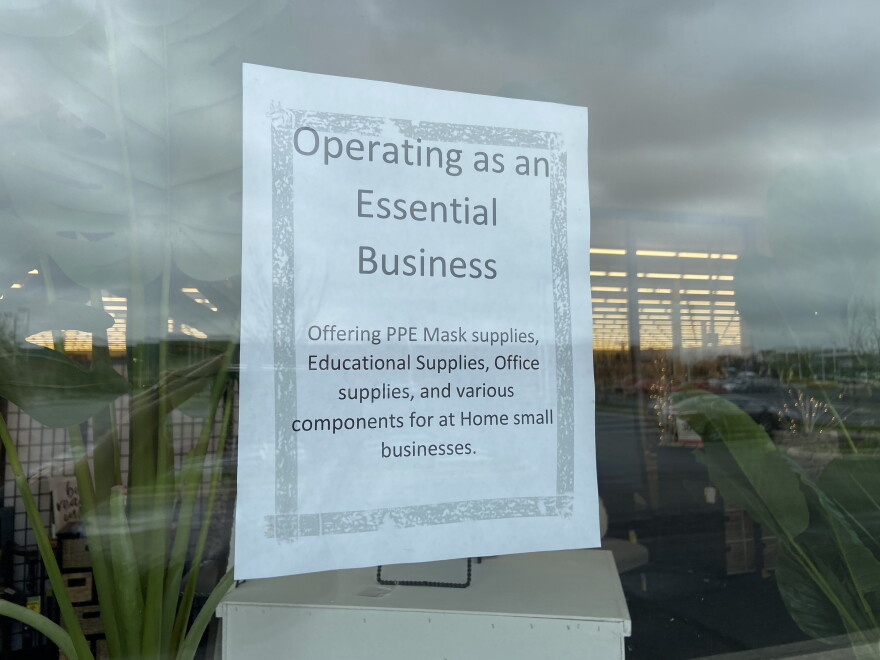 A sign displayed in the front window of a Hobby Lobby craft store in Columbus. The store reopened after the stay at home order was issued, but closed after a cease-and-desist letter from Attorney General Dave Yost on April 2.