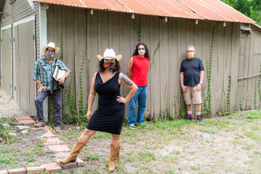 The Collaborators from left to right are Jaime Ramirez, Marisela Barrera, Elias Flores III and Andrew Thornton