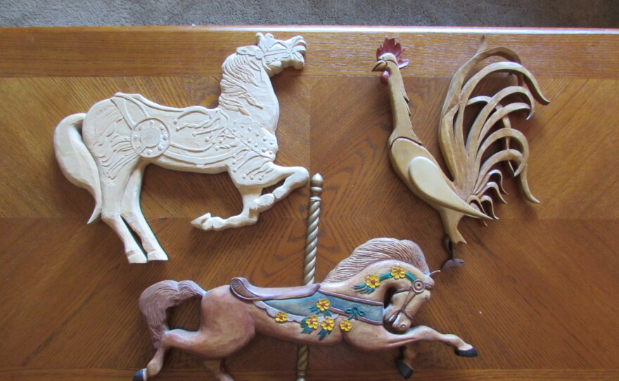 Henry Chamberlain's wood carvings show intricate detail. He carves objects for his grandchildren and duck decoys for display.