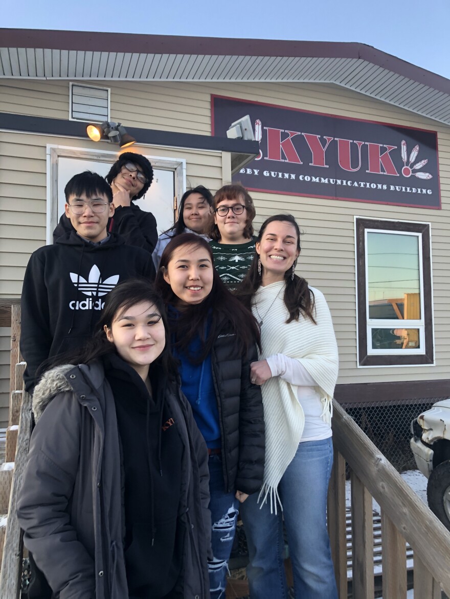 KYUK interns with multimedia staff in December 2019. 