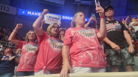 People cheering for Trump