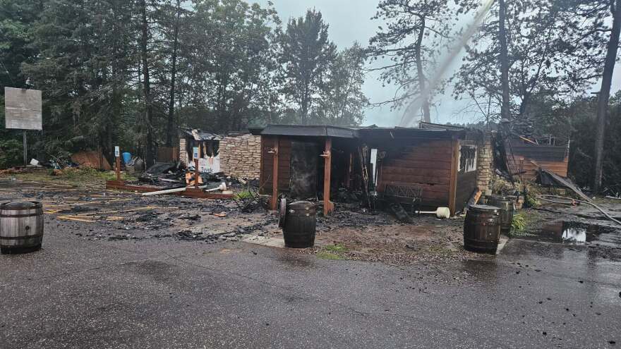 Remains of Sheri's Pub N Grub after a fire