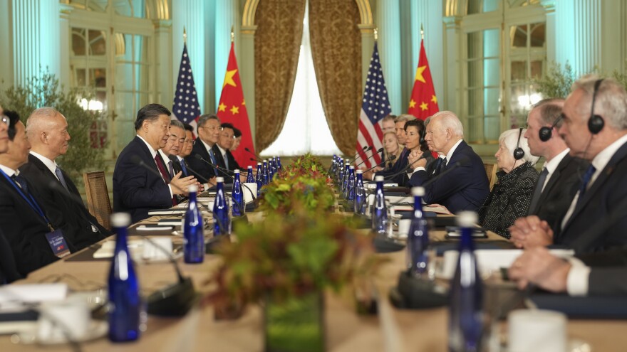 President Joe Biden Meets with China's President President Xi Jinping at the Filoli Estate in Woodside, Calif., on Wednesday on the sidelines of the Asia-Pacific Economic Cooperative conference.