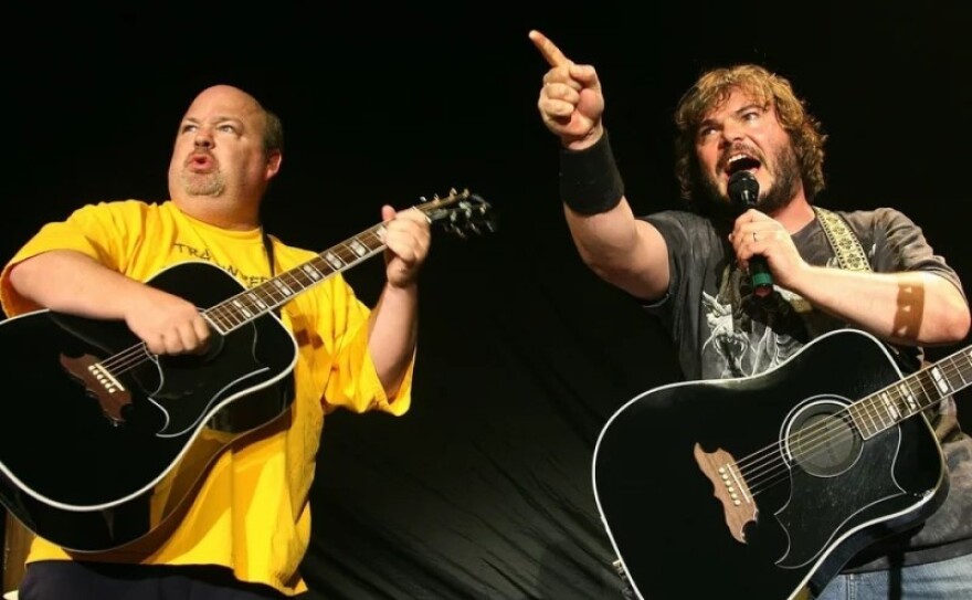 Kyle Gass and Jack Black of Tenacious D performing live.