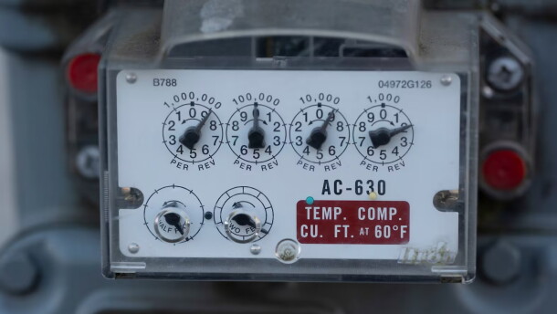FILE - A natural gas meter operates Jan. 22, 2025, in Portland, Ore.