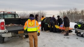 Bethel Search and Rescue releases Mark Kasayulie’s body to the Alaska State Troopers near Bethel's Hangar Lake on the afternoon of January 1, 2018.